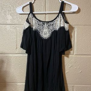 Mmm black blouse with white lace detail size medium